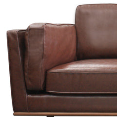 2 Seater Faux Leather Sofa Brown Modern Lounge Set for Living Room Couch with Wooden Frame