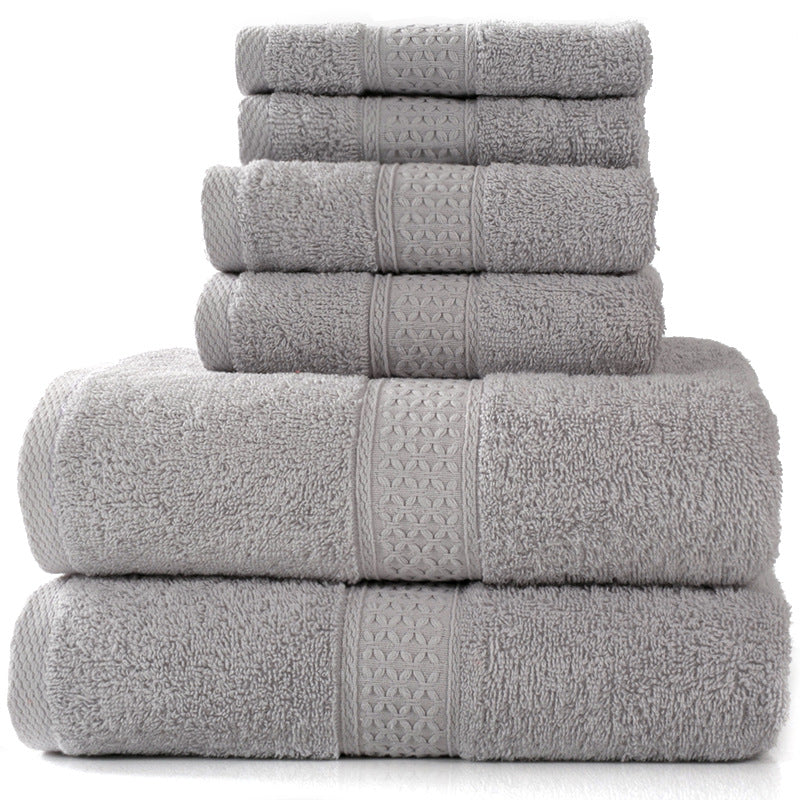 Home Simple Cotton Absorbent Towel Bath Towel 6-Piece Set - One Red Hill