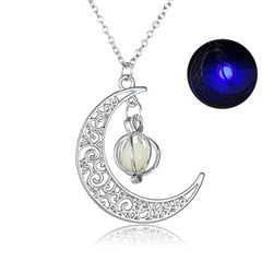 Fashion Moon Natural Glowing Stone Healing Necklace Women Gift Charm Luminous Pendant Necklace Jewelry - One Red Hill