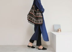 Geometric Tribal Tasselled Tote Bags