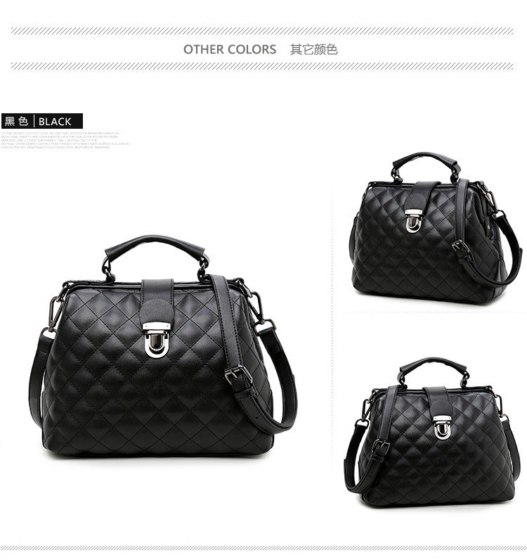 Leather bags 2021 new summer Lingge leather retro Doctor Bag Fashion Shoulder Bag hand - One Red Hill