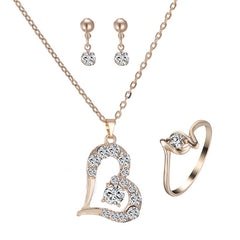 Heart Pendant Jewelry Set Rhinestone Jewellery - One Red Hill