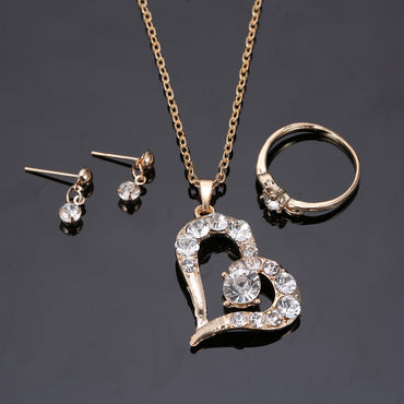 Heart Pendant Jewelry Set Rhinestone Jewellery - One Red Hill