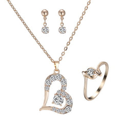 Heart Pendant Jewelry Set Rhinestone Jewellery - One Red Hill
