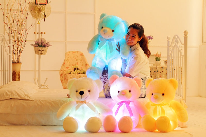 Creative Light Up LED Teddy Bear Stuffed Animals Plush Toy Colorful Glowing Christmas Gift For Kids Pillow - One Red Hill