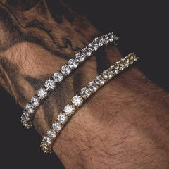 Hip Hop Bracelet Iced Out Single Row Rhinestones Chain Bling Tennis Charm Bracelets Zirconia Bracelets Link Chain Jewelry - One Red Hill