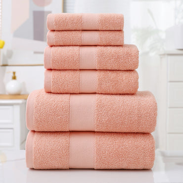 Home Simple Cotton Absorbent Towel Bath Towel 6-Piece Set - One Red Hill