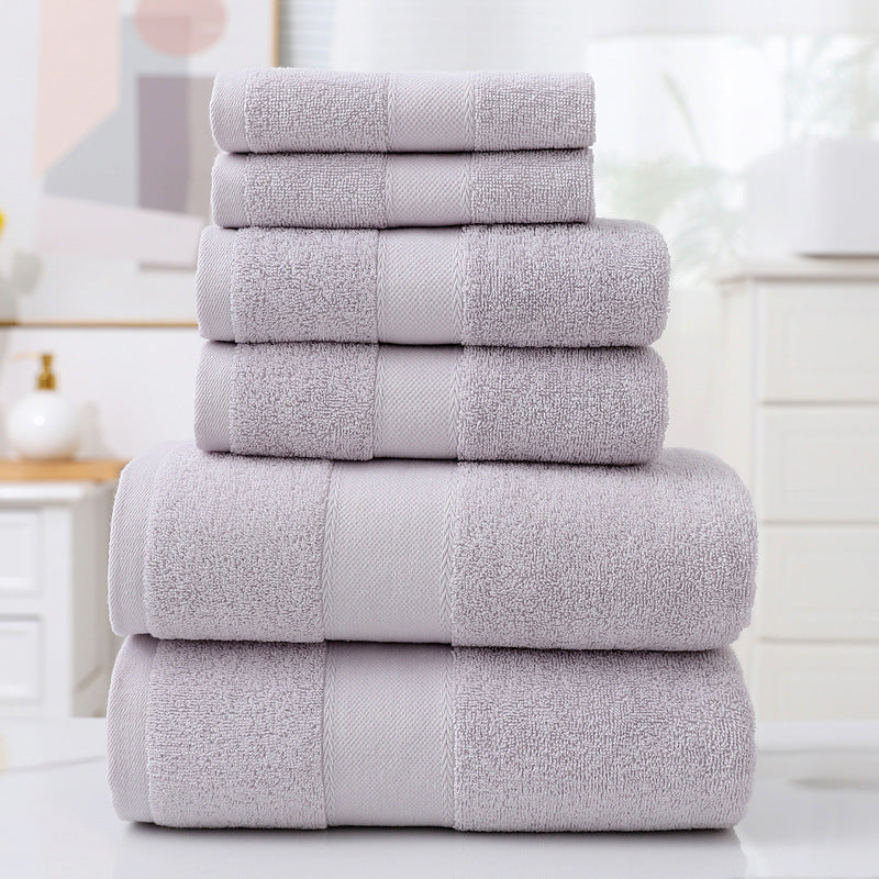 Home Simple Cotton Absorbent Towel Bath Towel 6-Piece Set - One Red Hill