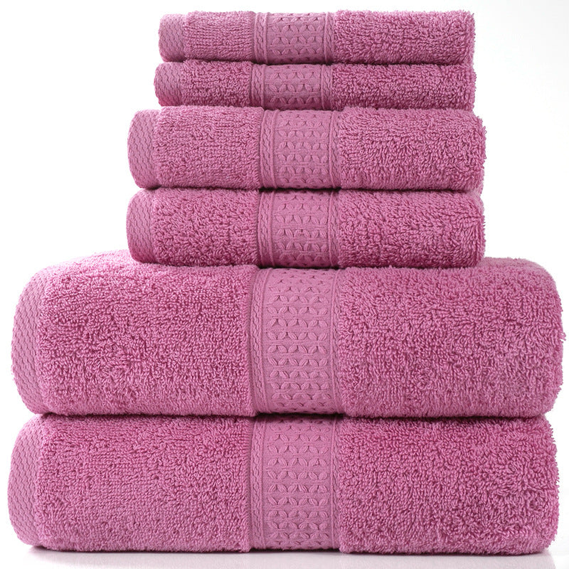 Home Simple Cotton Absorbent Towel Bath Towel 6-Piece Set - One Red Hill