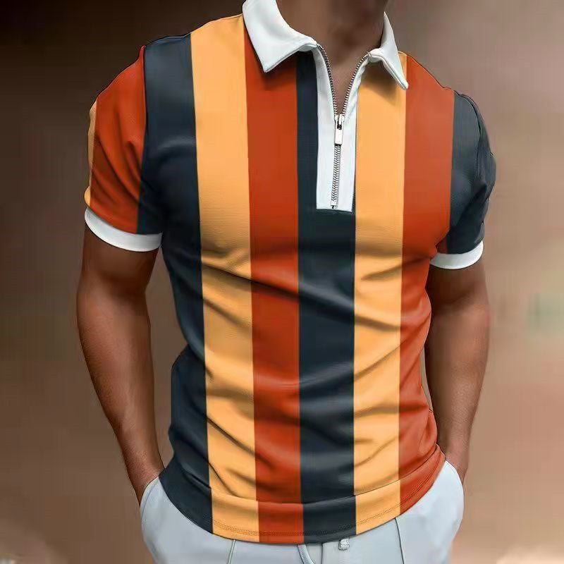 POLO Shirt Striped Printed Short Sleeve