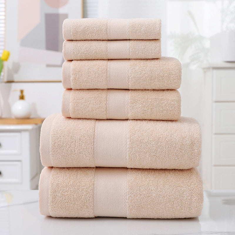 Home Simple Cotton Absorbent Towel Bath Towel 6-Piece Set - One Red Hill
