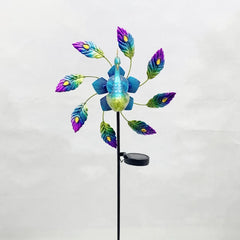 Cross-border Peacock Solar Windmill Garden Decoration Plug-in Iron Windmill