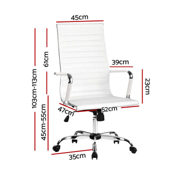 Artiss Office Chair Conference Chairs PU Leather High Back White - One Red Hill