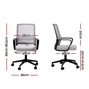 Artiss Mesh Office Chair Computer Gaming Desk Chairs Work Study Mid Back Grey - One Red Hill