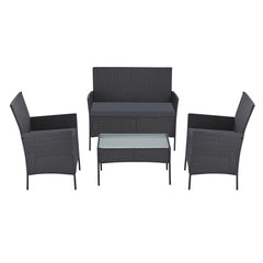 Gardeon 4 Seater Outdoor Sofa Set with Storage Cover Wicker Table Chair Dark Grey