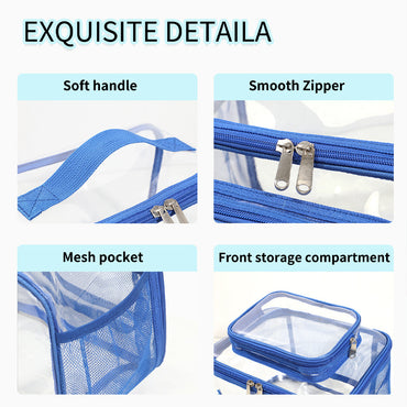 Clear PVC Tote Bag with Handle - Transparent Stadium-Approved Travel Organizer(Gray) - One Red Hill