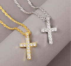 Cross Pendant Necklaces For Women Men Punk Hiphop Rope Chain On Neck Rapper Jewelry