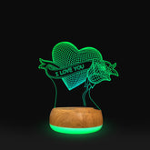 3D Lamp Wood Grain Bottom Glow Colorful Touch Remote Control - One Red Hill