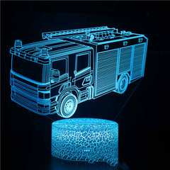 Train Fire Truck Excavator Series 3D Table Lamp LED Colorful Touch Remote Control Night Light