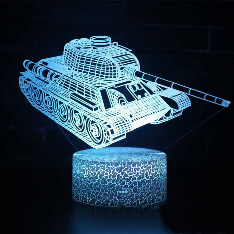 Train Fire Truck Excavator Series 3D Table Lamp LED Colorful Touch Remote Control Night Light - One Red Hill