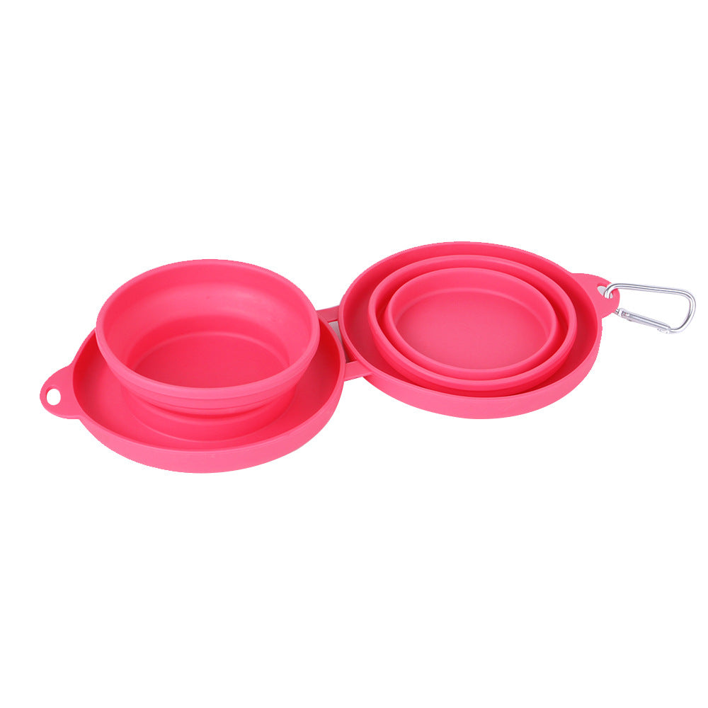 Rubber Foldable Double Bowl Pet Feeding Bowl Pets Supplies Dog Cat Bowls - One Red Hill