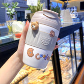 Simple And High-value Stainless Steel Vacuum Flask With Straw