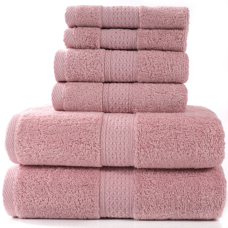 Home Simple Cotton Absorbent Towel Bath Towel 6-Piece Set - One Red Hill