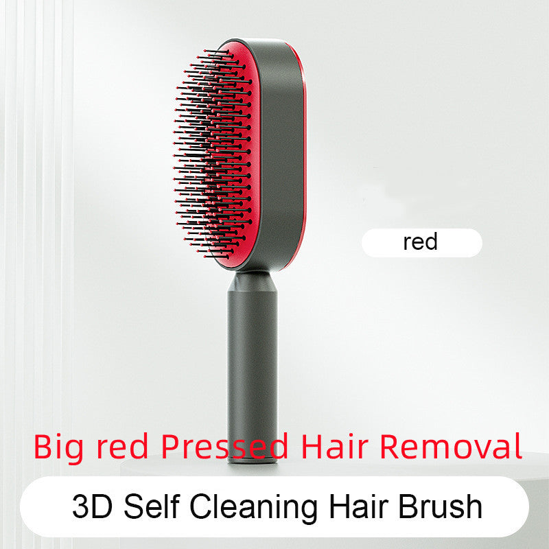 Self Cleaning Hair Brush For Women One-key Cleaning Hair Loss Airbag Massage Scalp Comb Anti-Static Hairbrush - One Red Hill