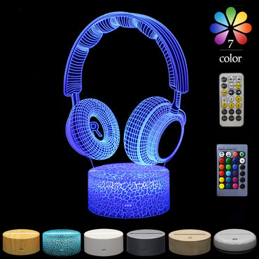 Creative 3d Small Night Lamp Desktop Decorative Lamp Headset 7 Color Changing Led Touch Remote Control Bedside Table Lamp - One Red Hill