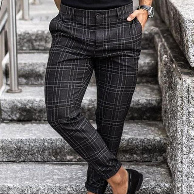 Plaid Print Pants Men'