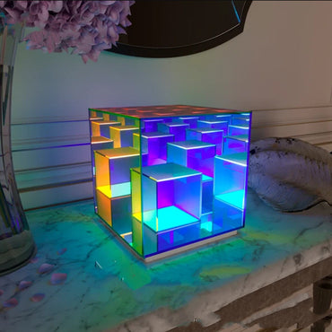 Acrylic Lamp Cube LED Color Table Lamp Cube Box - One Red Hill