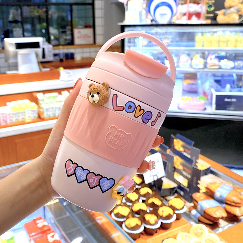 Simple And High-value Stainless Steel Vacuum Flask With Straw