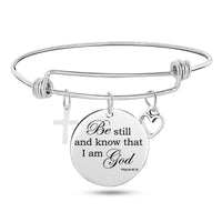 Jesus Christian Bible Scripture Stainless Steel Bangle Bracelet - One Red Hill