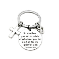 Christian Bible Scripture Pendant Cross Heart Charms Keychain