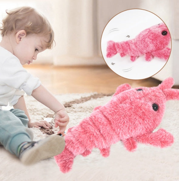 Pet Toys Electric Jumping Shrimp USB Charging Simulation Lobster Funny Cat Plush Pets Toy - One Red Hill