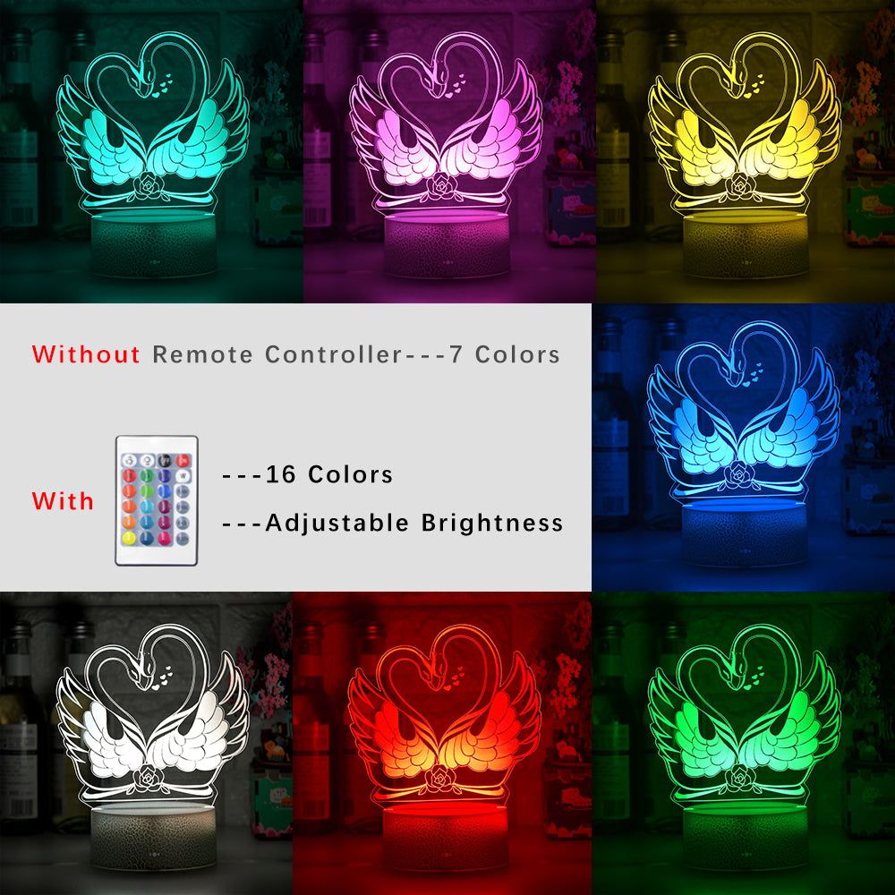 Colorful Touch Remote Control LED Swan-shaped Table Lamp - One Red Hill
