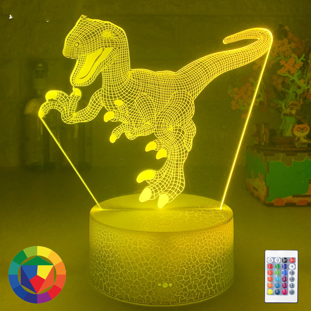Dinosaur Colorful LED Touch Remote Control 3D Night Light - One Red Hill