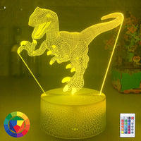 Dinosaur Colorful LED Touch Remote Control 3D Night Light - One Red Hill