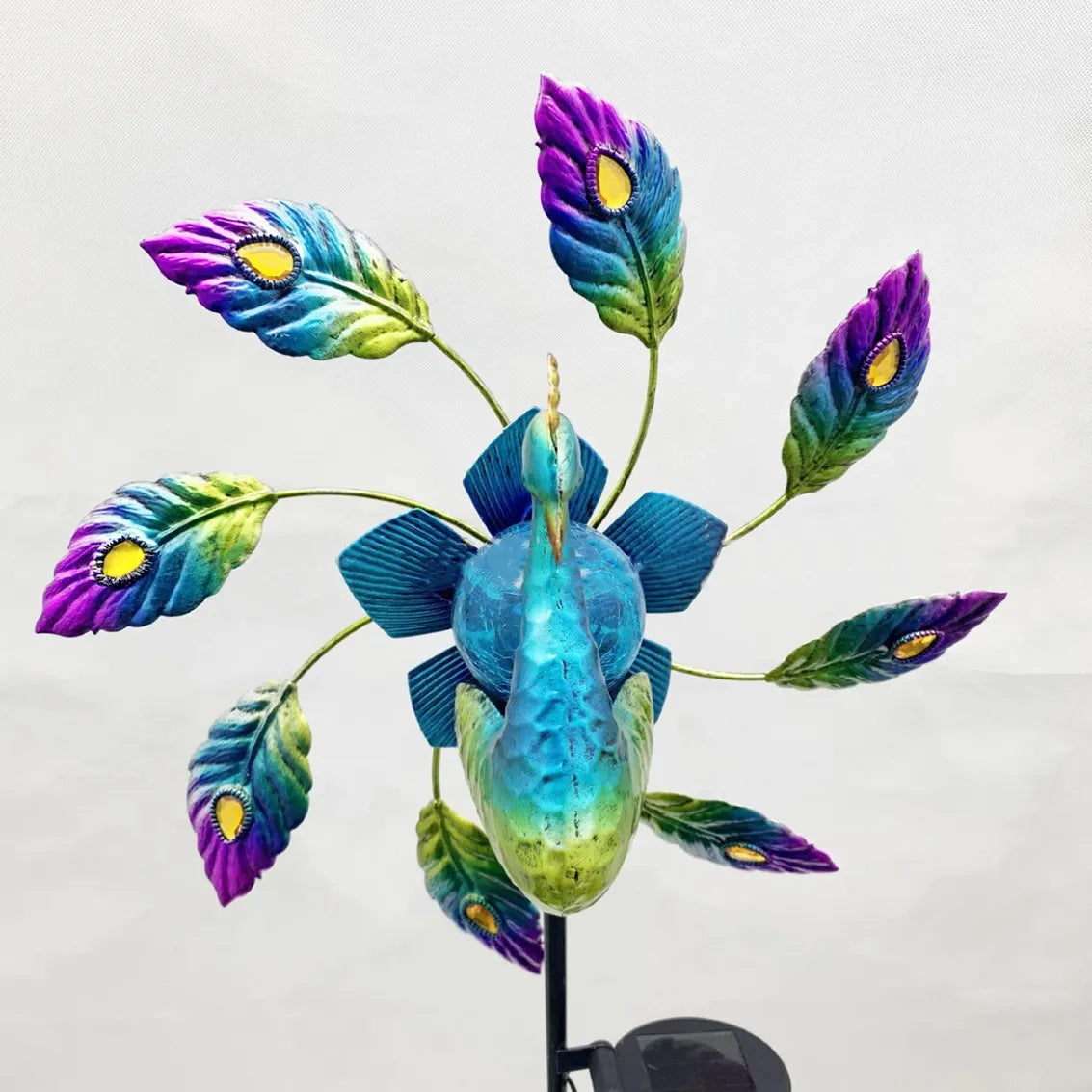 Cross-border Peacock Solar Windmill Garden Decoration Plug-in Iron Windmill - One Red Hill