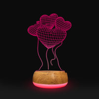 3D Lamp Wood Grain Bottom Glow Colorful Touch Remote Control - One Red Hill