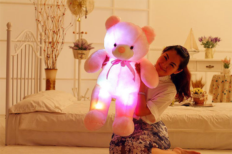 Creative Light Up LED Teddy Bear Stuffed Animals Plush Toy Colorful Glowing Christmas Gift For Kids Pillow - One Red Hill