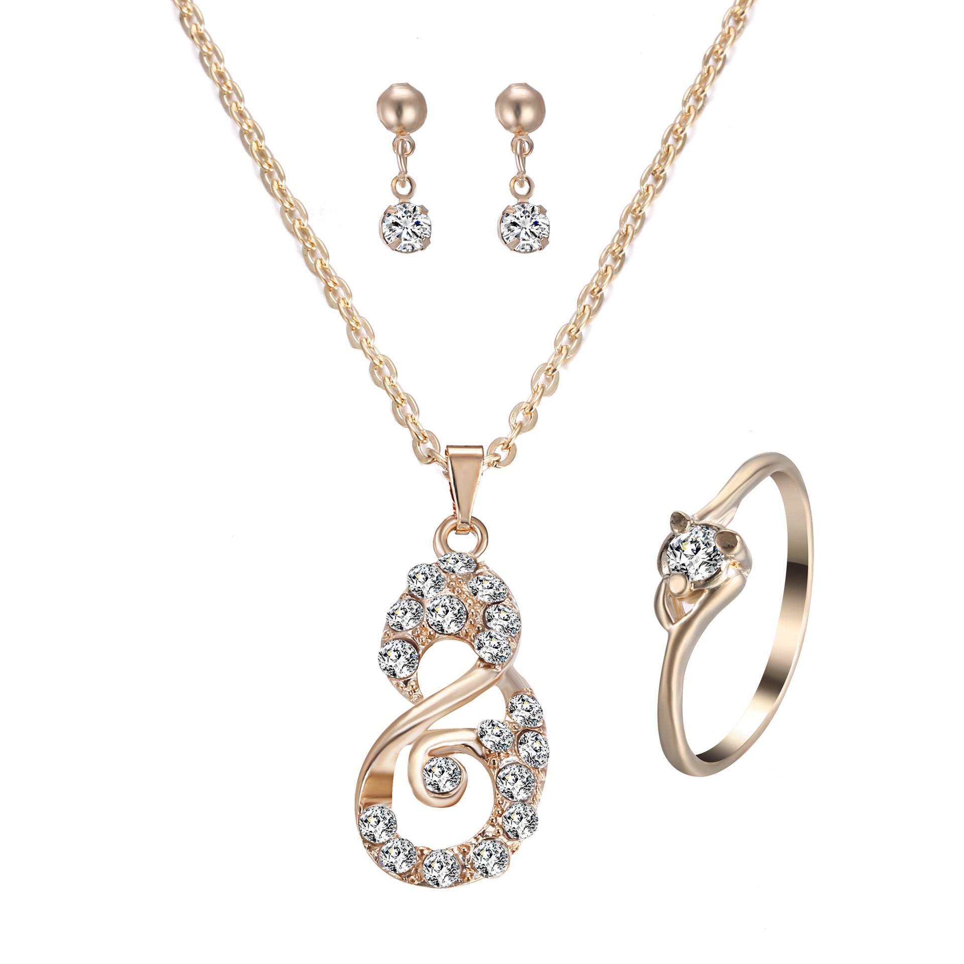 Heart Pendant Jewelry Set Rhinestone Jewellery - One Red Hill