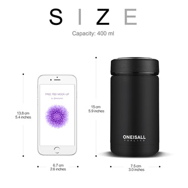 ONE IS ALL Men Gift Bottles 400ml Insulated Cup 304 Stainless Steel Mug Water Bottle Vacuum Flask Coffee Wine Mug - One Red Hill