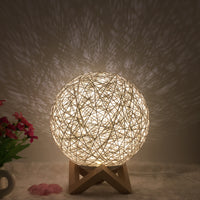 Hot Selling Creative Linen Table Lamp Novel and Unique LED Intelligent USB7 Color RGB16 Color Remote Control Rattan Ball Lamp - One Red Hill