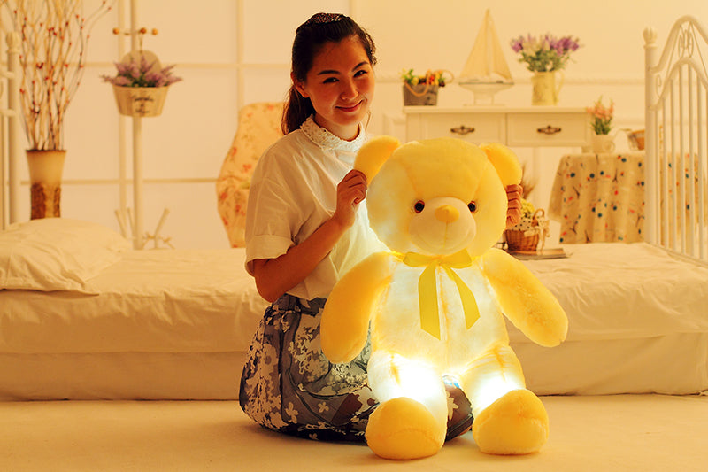 Creative Light Up LED Teddy Bear Stuffed Animals Plush Toy Colorful Glowing Christmas Gift For Kids Pillow - One Red Hill