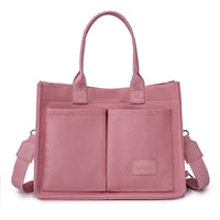 Casual Daily Canvas Tote Shoulder Bags Women Mommy Bag Large Capacity Messenger Multi Pocket Crossbody Chic Reusable Hand Bag - One Red Hill
