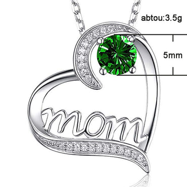 MOM Heart Claw Necklace with Zircon - One Red Hill