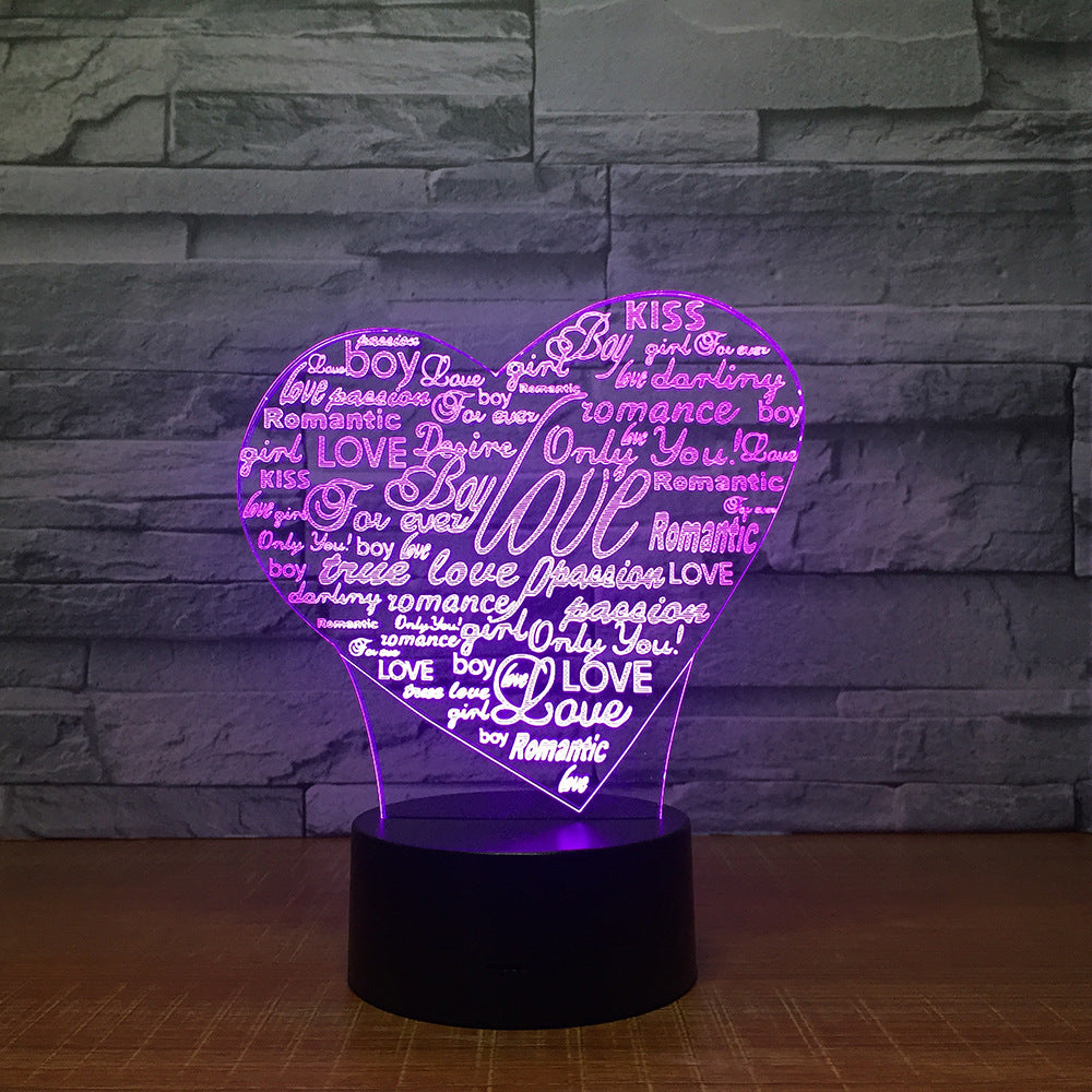 Creative 3D Graffiti Love Smart Remote Control Night Light - One Red Hill