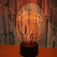 New jellyfish 3D night light remote control 3D light colorful touch led visual light gift atmosphere 3D table light - One Red Hill