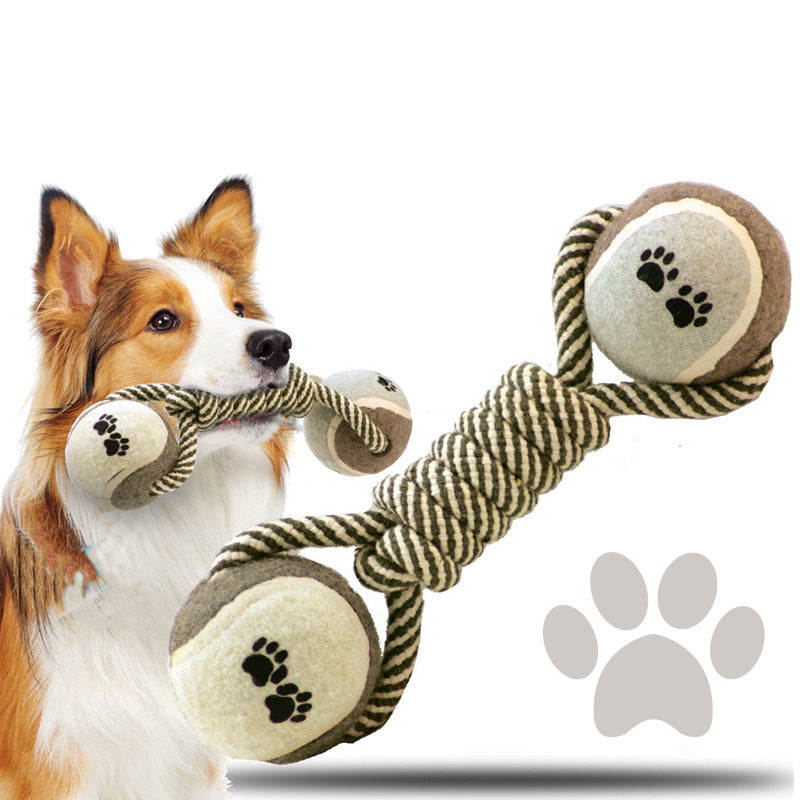 Cotton Rope Tennis Dumbbell Dog Toy - One Red Hill